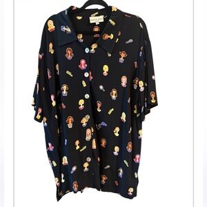 Vintage David Dart Women’s blouse Pop Art Lady Hair Salon Button Down Size 2X
